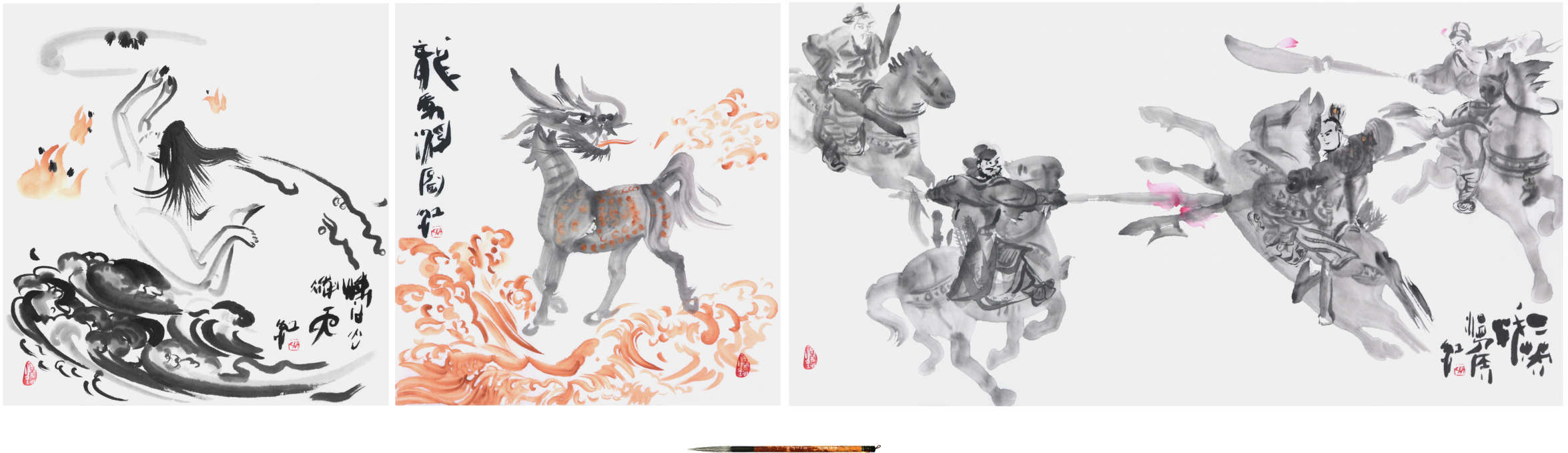 Sai Koh (Qi Hong)’s Freehand Brushwork Chinese Paintings: Chinese mythology, Chinese romance