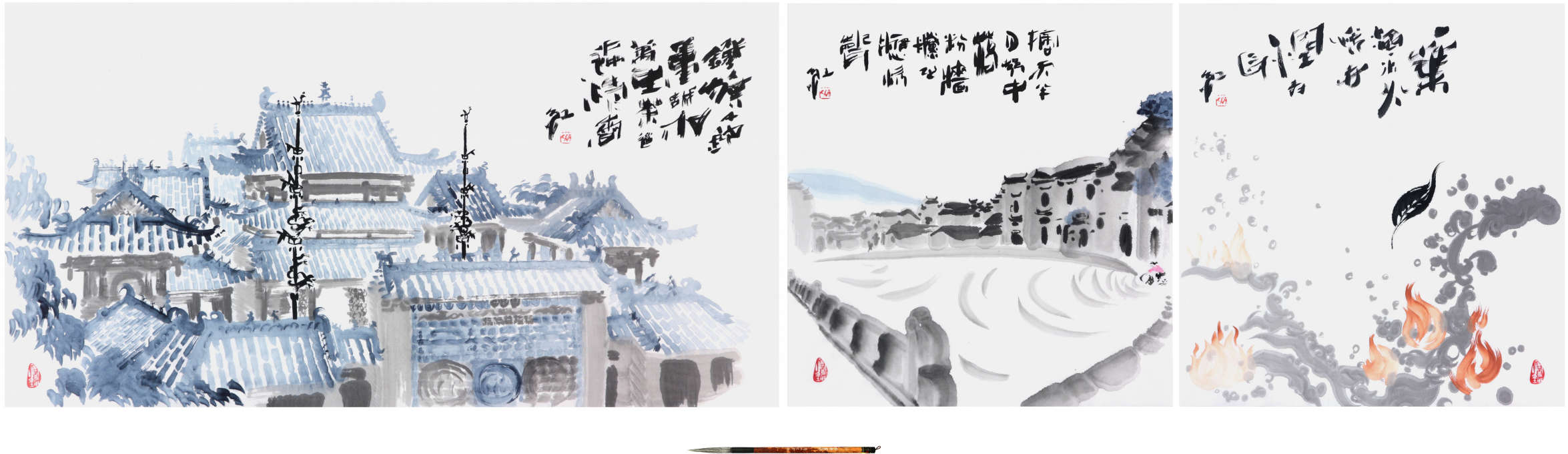 Sai Koh (Qi Hong)’s Freehand Brushwork Chinese Paintings: ruler painting, imaginary paintin, literati painting, ink wash painting