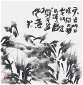 Sai Koh (Qi Hong)’s freehand brushwork Chinese painting (aka, bird-and-flower painting,  literati painting,  ink wash painting, ink painting, ink brush painting): Wheat Harvest, 69×68cm, ink & color on Mian Liao Mian Lian Xuan paper, thumbnail